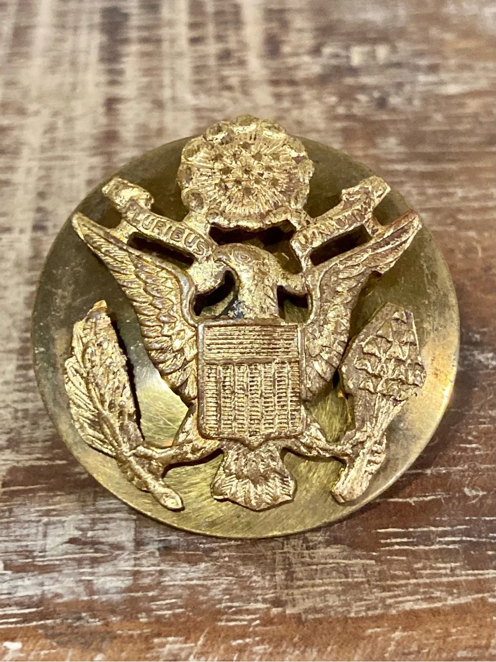 Vintage Eagle WWII Military Button - Brass Tone - Enlisted US Army Hat Pin